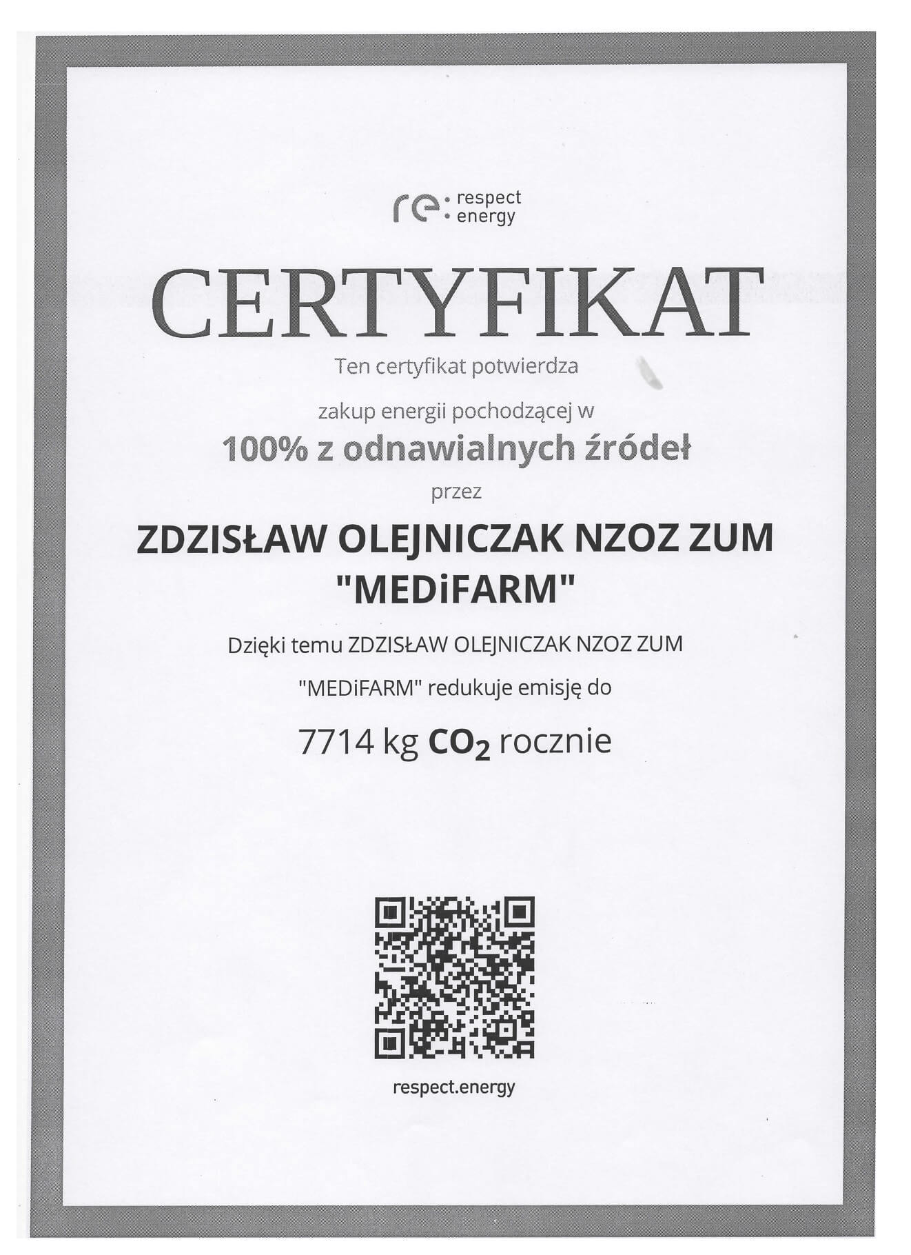 certyfikat Medifarm